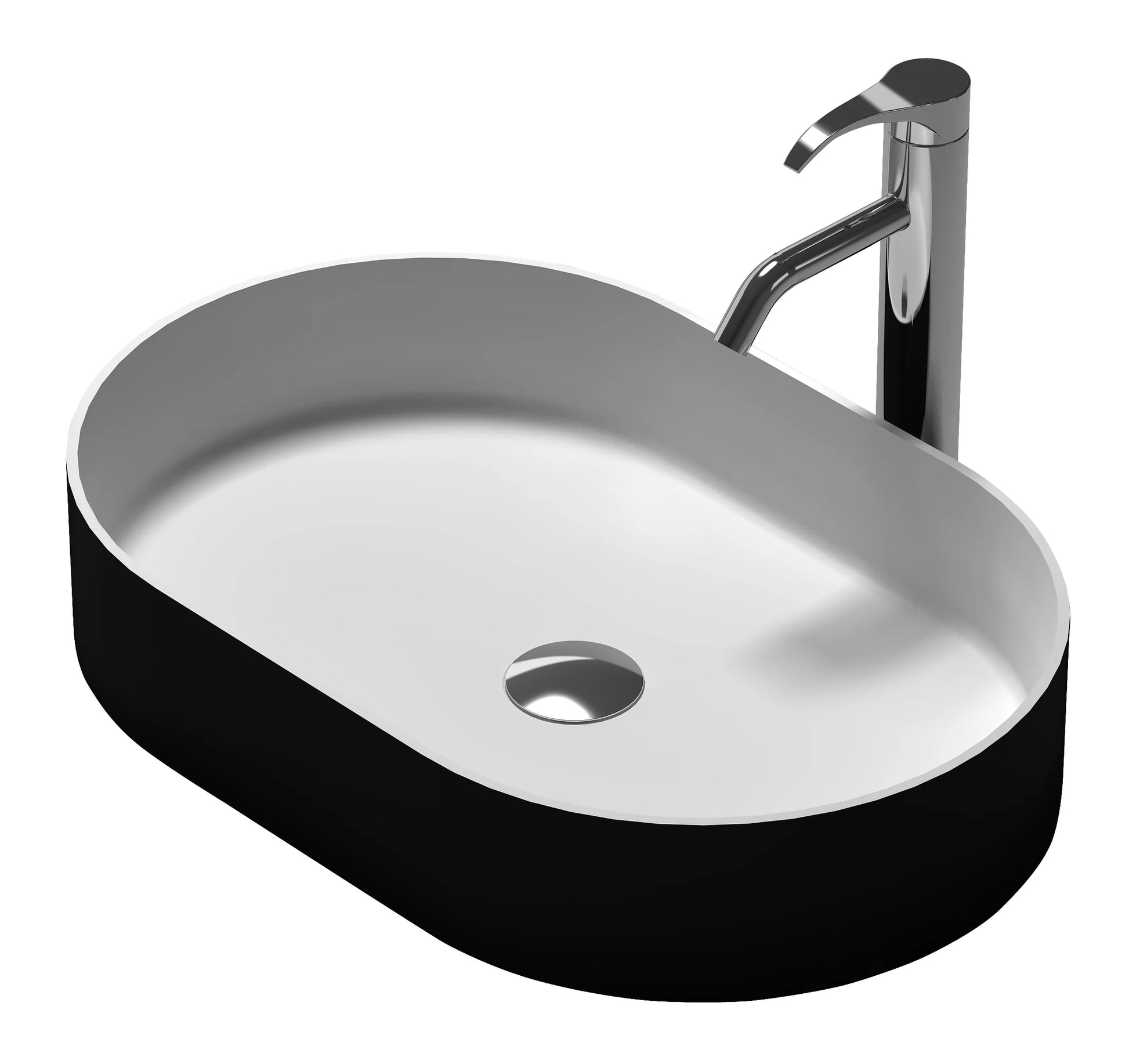 Ravenna Solid Surface Washbasin – Matte Black Exterior