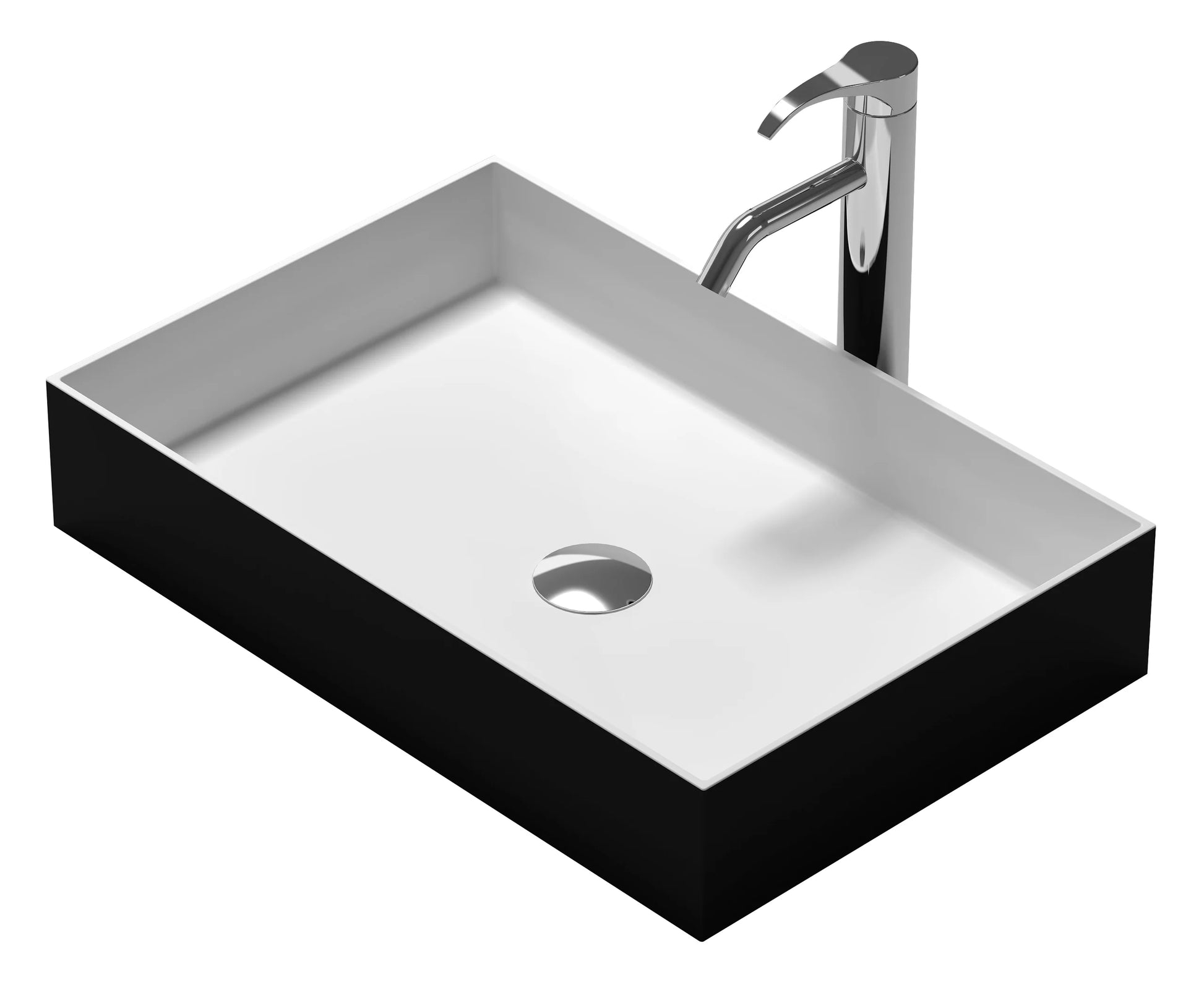 Trieste Solid Surface Washbasin – Matte Black Exterior