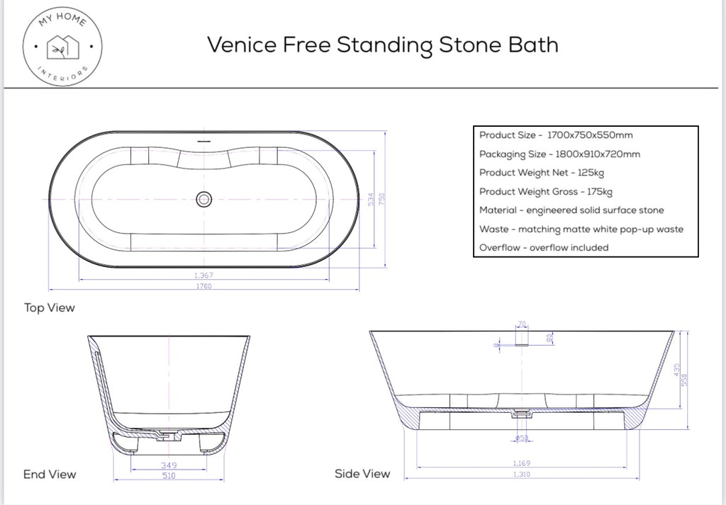 Venice Stone Freestanding Bath