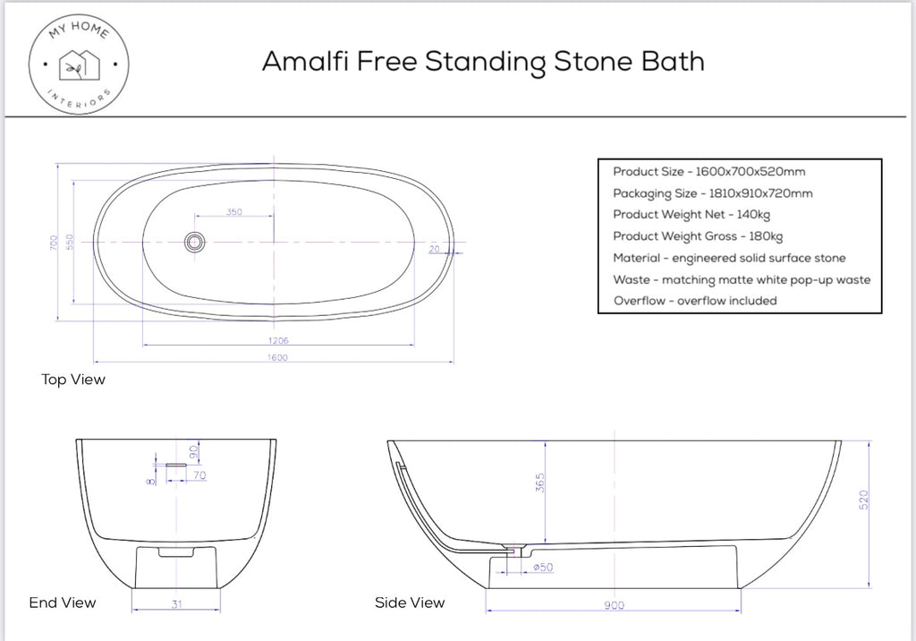Amalfi Stone Freestanding Bath