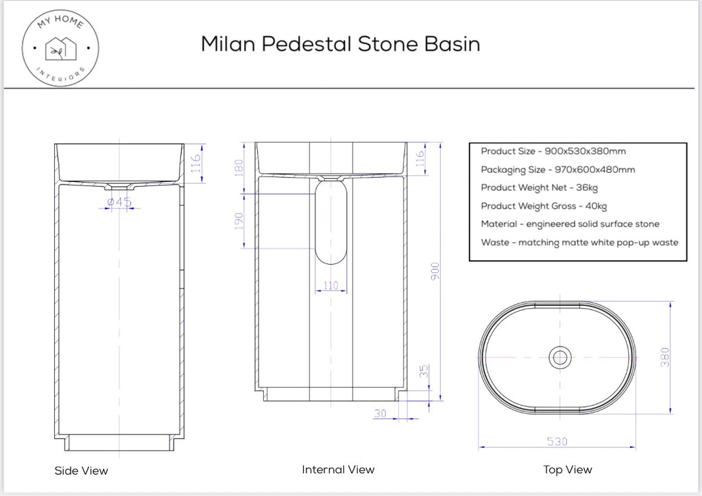 Milan Stone Pedestal Basin