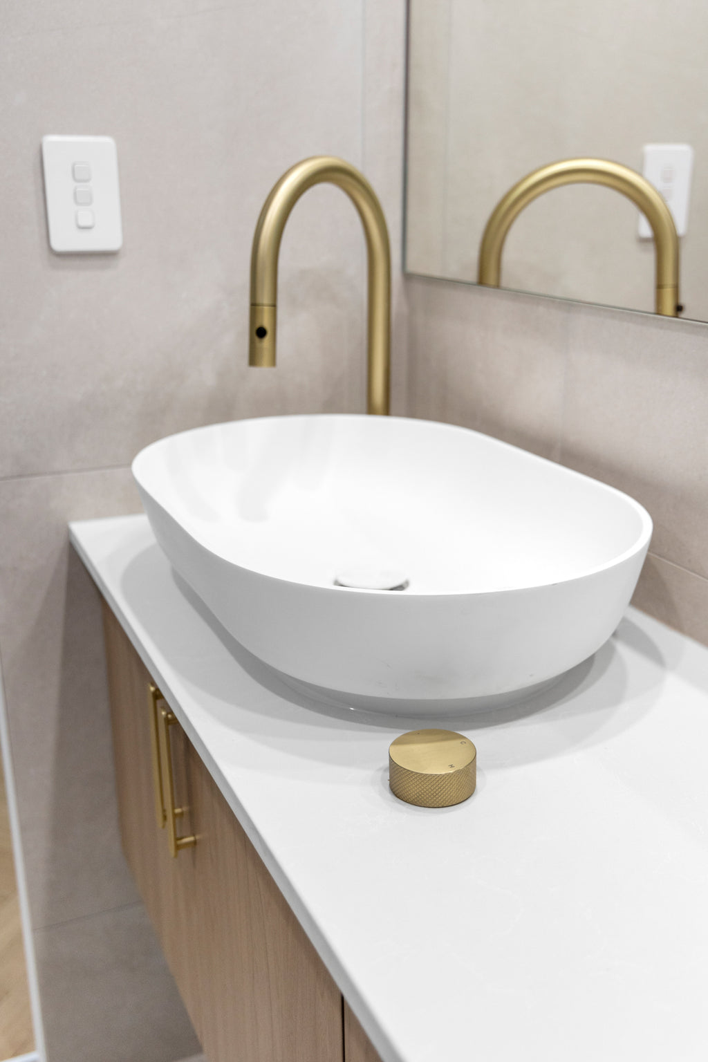 Palermo Stone Top Mount Basin - Matte White