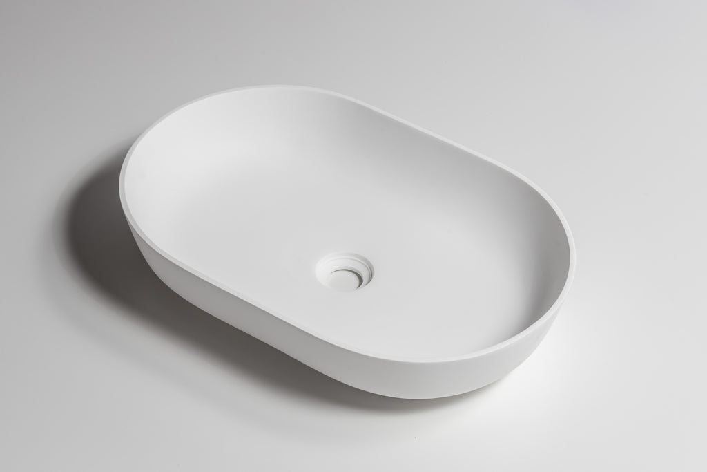 Palermo Stone Top Mount Basin - Matte White