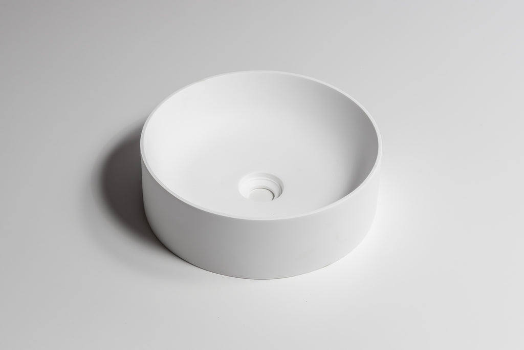 Verona Stone Top Mount Basin - Matte White