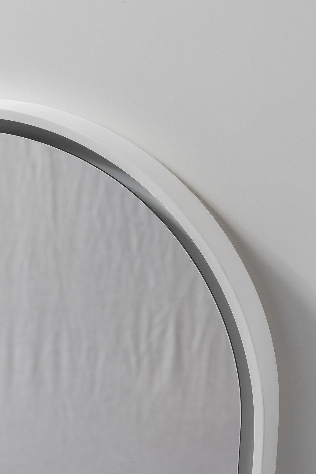 Pisa Oval Mirror with Matte White Stone Frame and LED Light