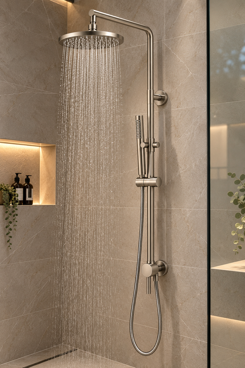 2-in-1 Shower Rail Set – Brushed Nickel