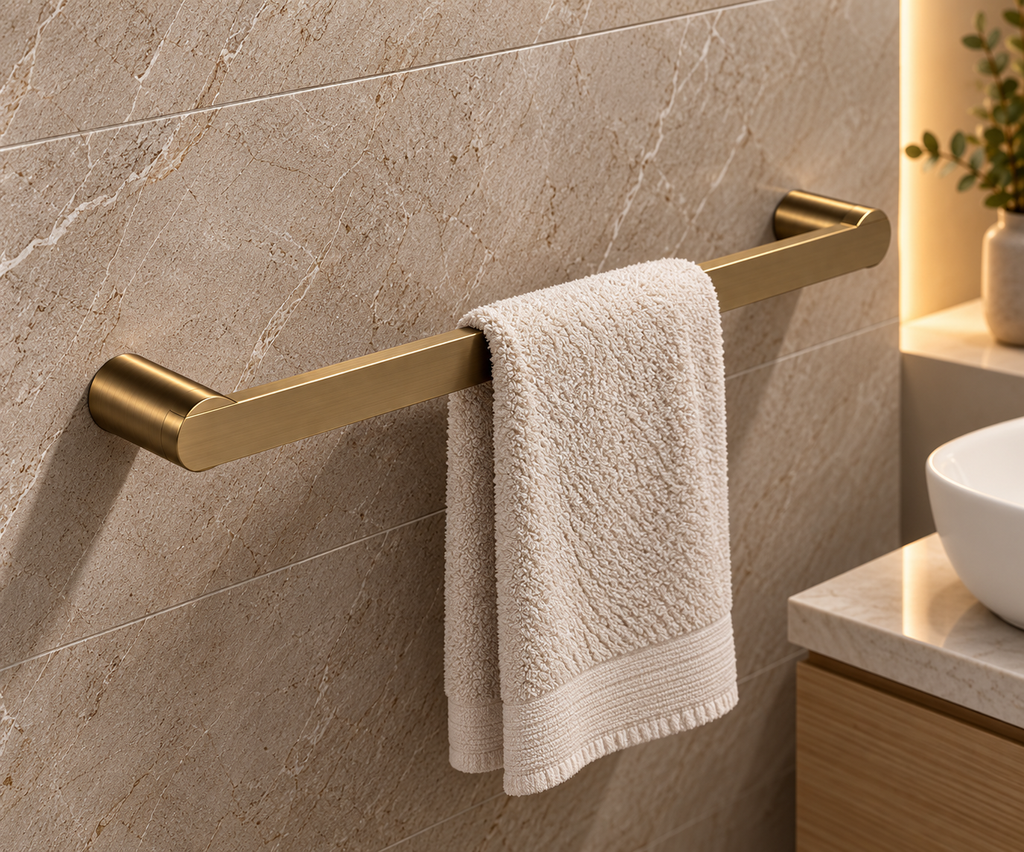 Single Towel Rail 600mm – Antique Brass